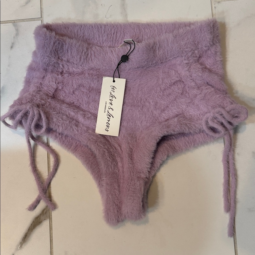 FOR LOVE & LEMONS | ✨NEW✨  Fiona Side Tie Sleep Shorts in Purple - Picture 3 of 3
